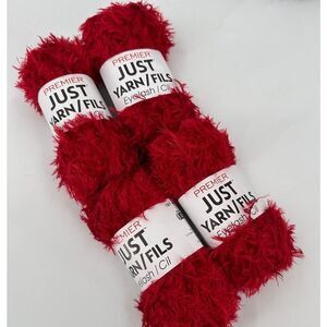 4 Premier Just Yarn Eyelash Yarn RED CRANBERRY Novelty  -- Multiple Available!